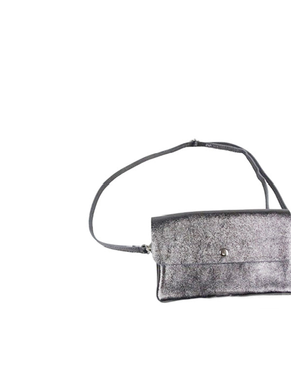 Metallic schoudertasje grijs
