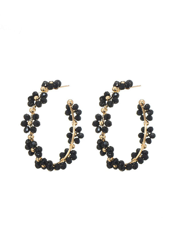 Statement oorbellen bloem zwart