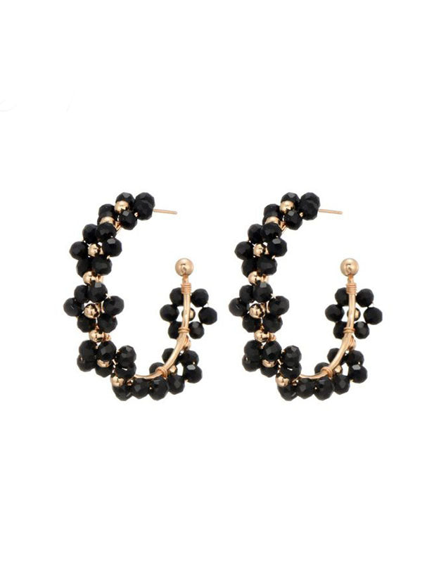 Statement oorbellen bloem zwart