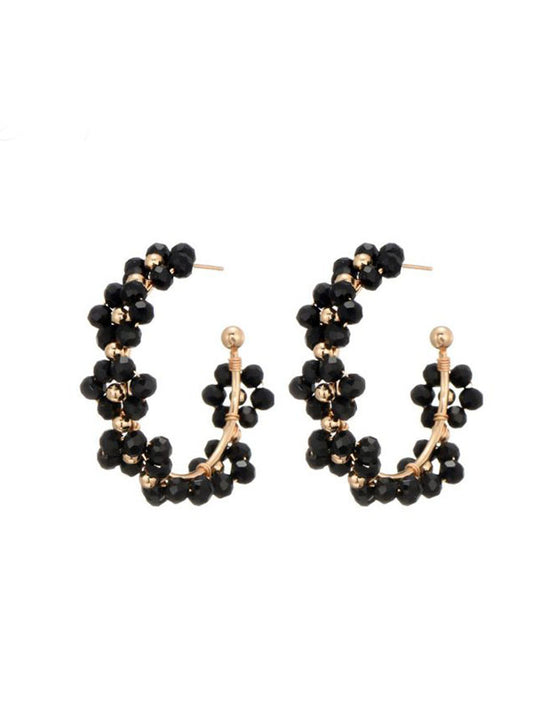 Statement oorbellen bloem zwart