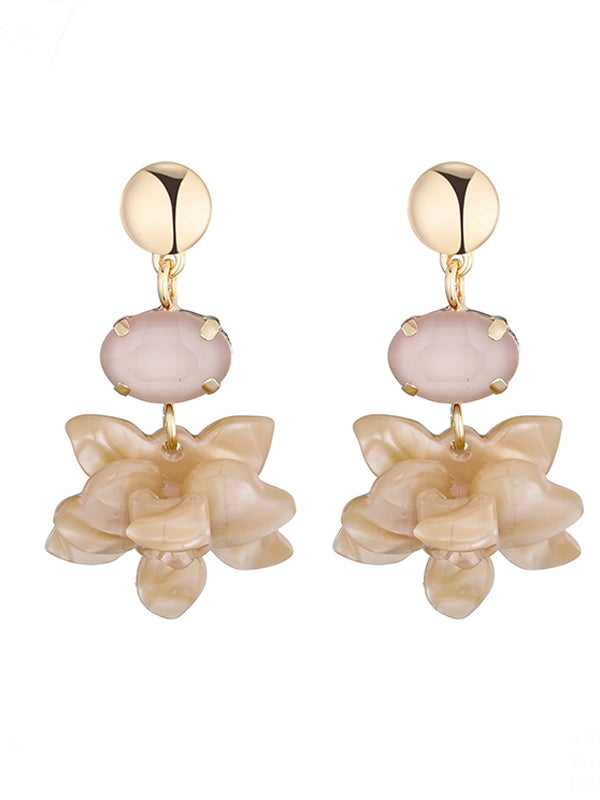 Gouden statement oorbellen dames - bloem