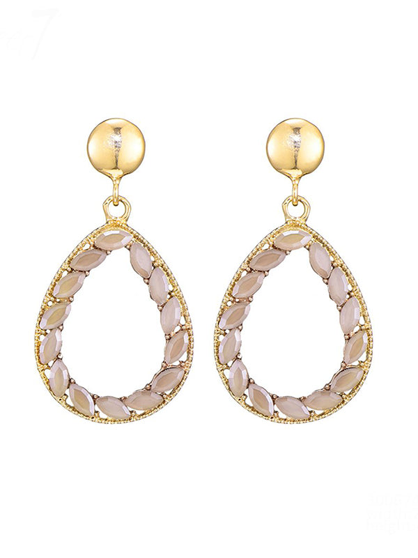 Gouden oorbellen dames - Taupe kleurige druppel