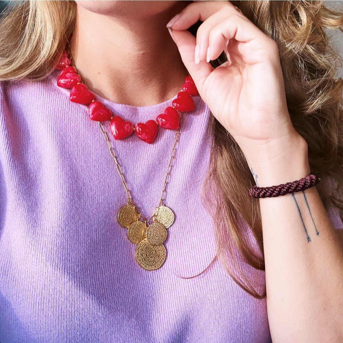 Bazou | Xl ovale ketting ketting - paars