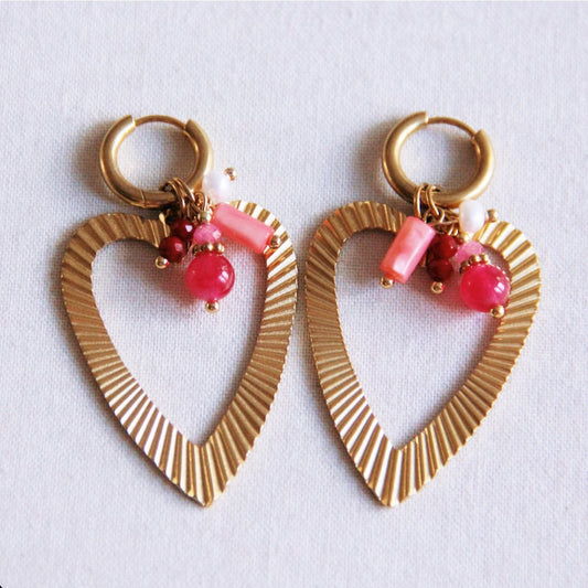 COOSZ_Bazou_statement oorbellen met hart roze