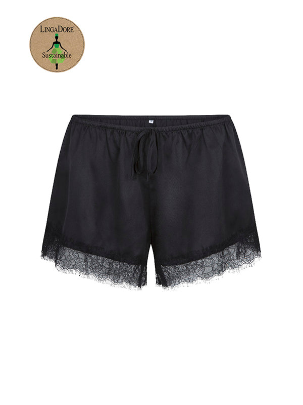 Shortama zijden zwart met kant
