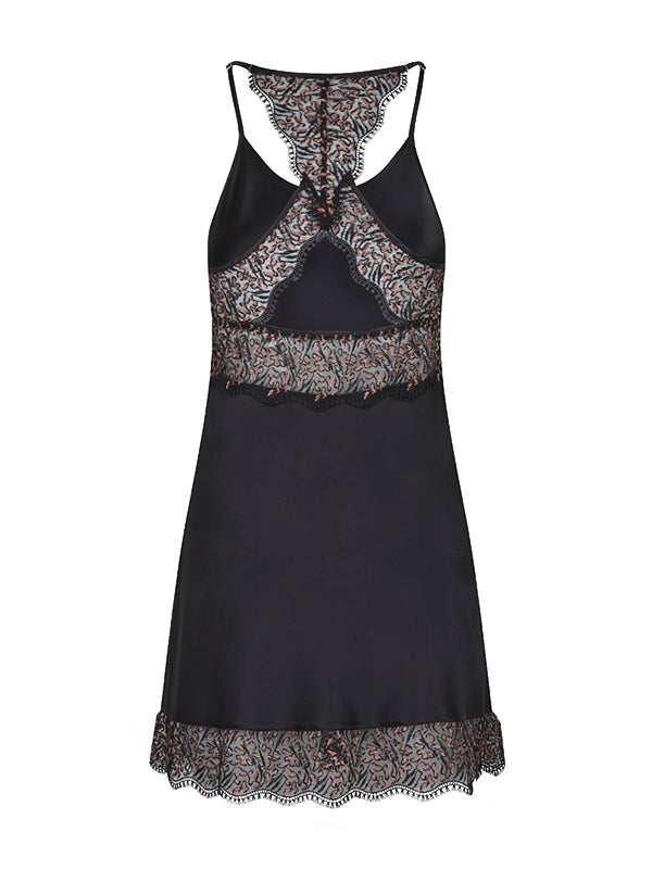 Nachtjurkje zwart met kant