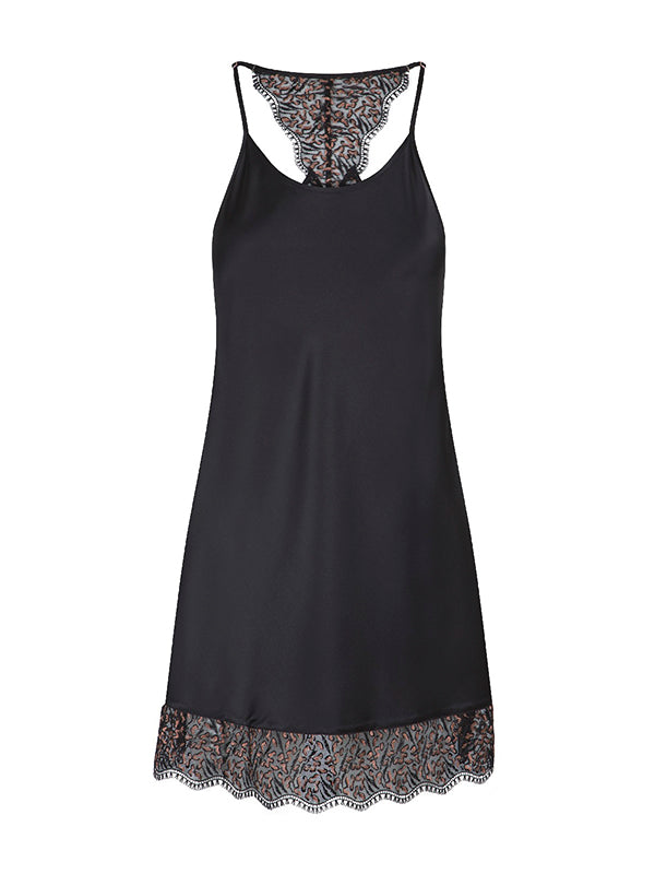 Nachtjurkje zwart met kant