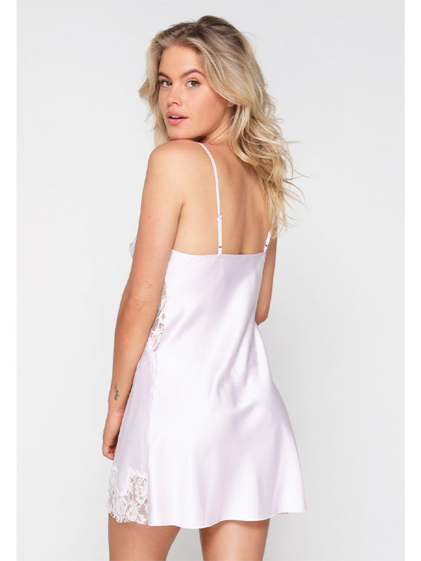 Nachtjurkje lila met kant