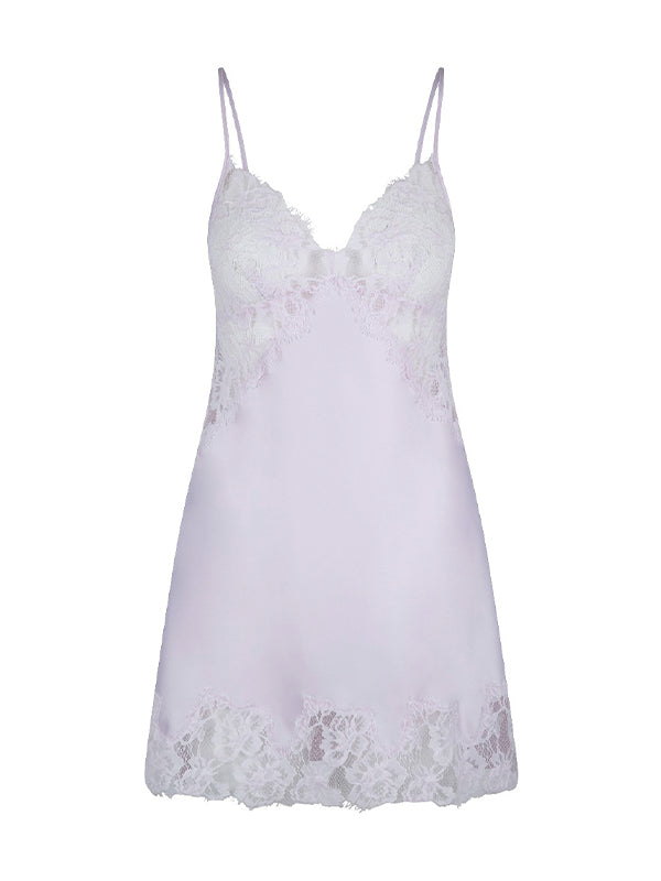 Nachtjurkje lila met kant