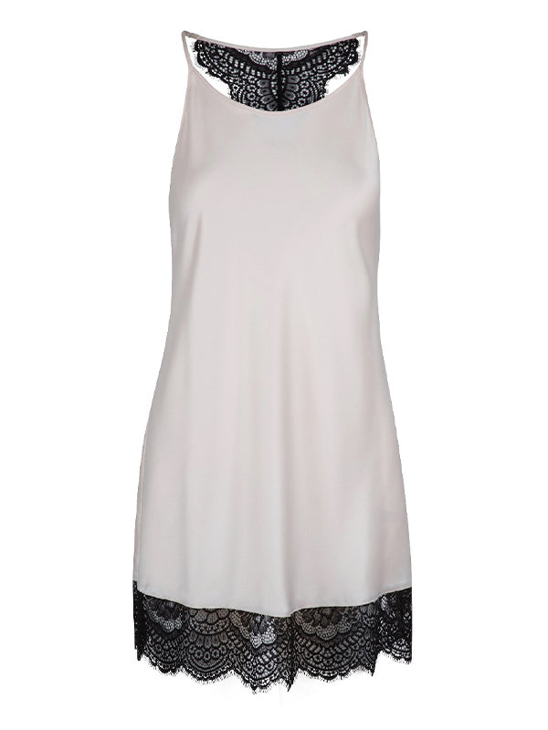 Nachtjurkje Off-white met zwart kant