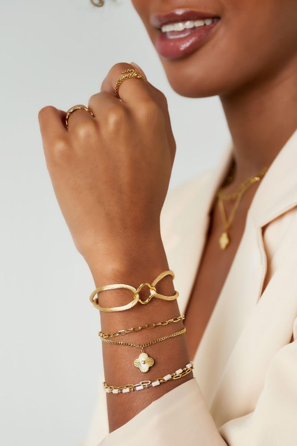 Stoffen armband klaver - zwart