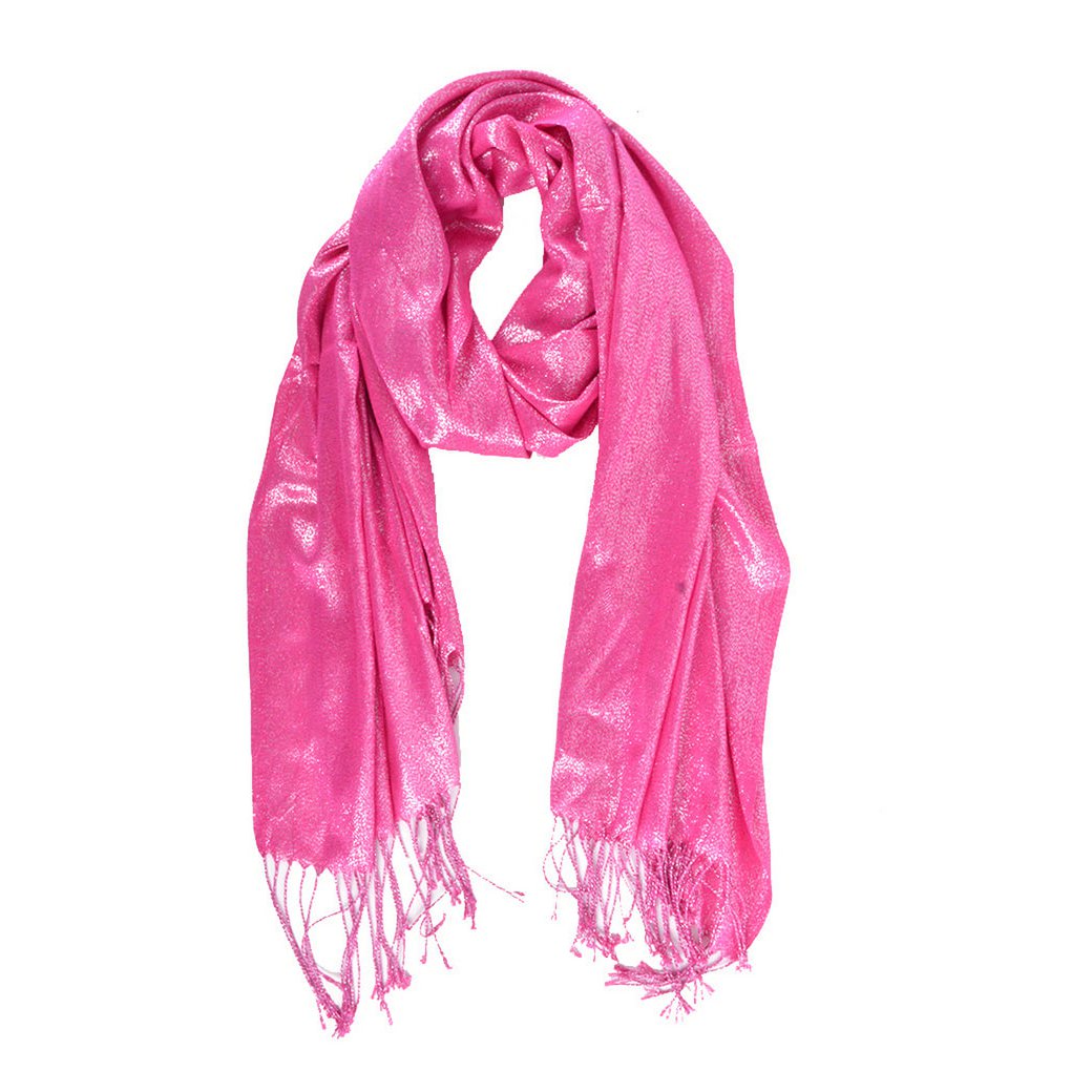COOSZ_metallic sjaals fushia roze