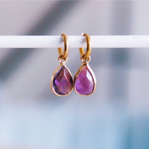 COOSZ_Bazou_oorbellen druppel paars