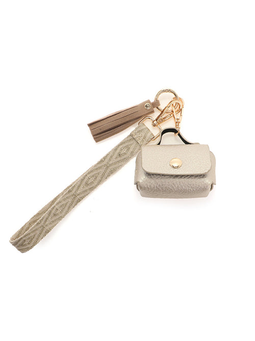 Champagne sleutelhanger met portemonneetje Job