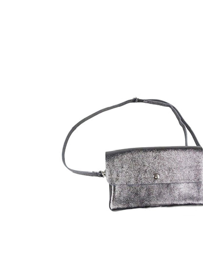 Metallic schoudertasje grijs