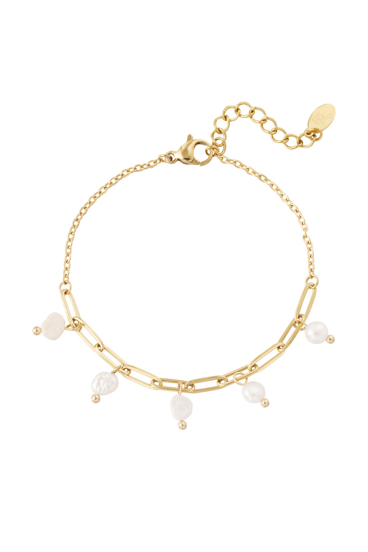 Schakel armband met parels