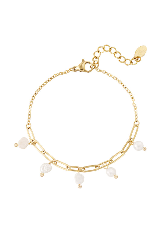 Schakel armband met parels