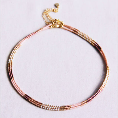 Bazou | Kralen ketting naakt/wit/taupe