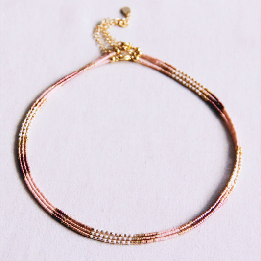 Bazou | Kralen ketting naakt/wit/taupe