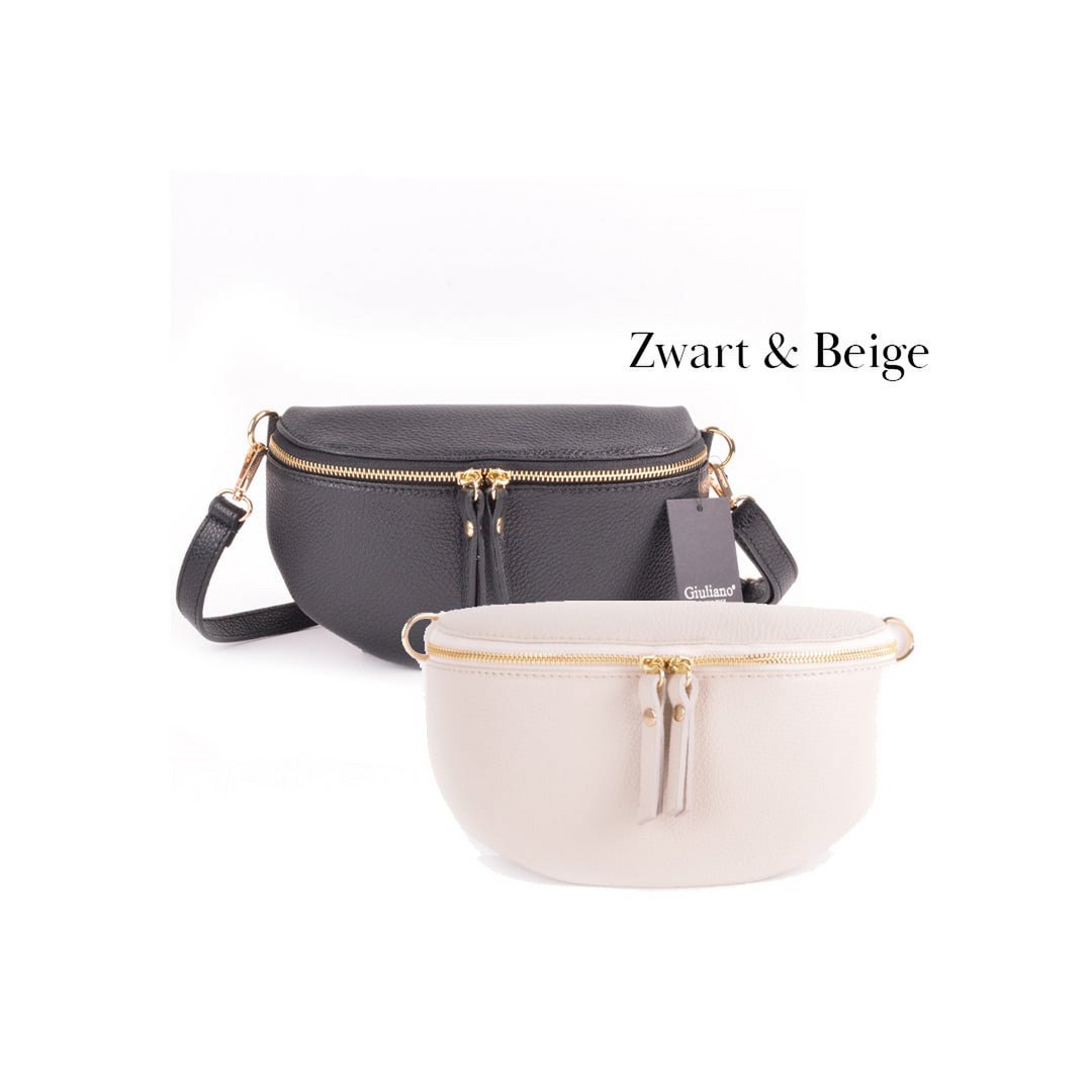 COOSZ_lederen heuptassen zwart en beige