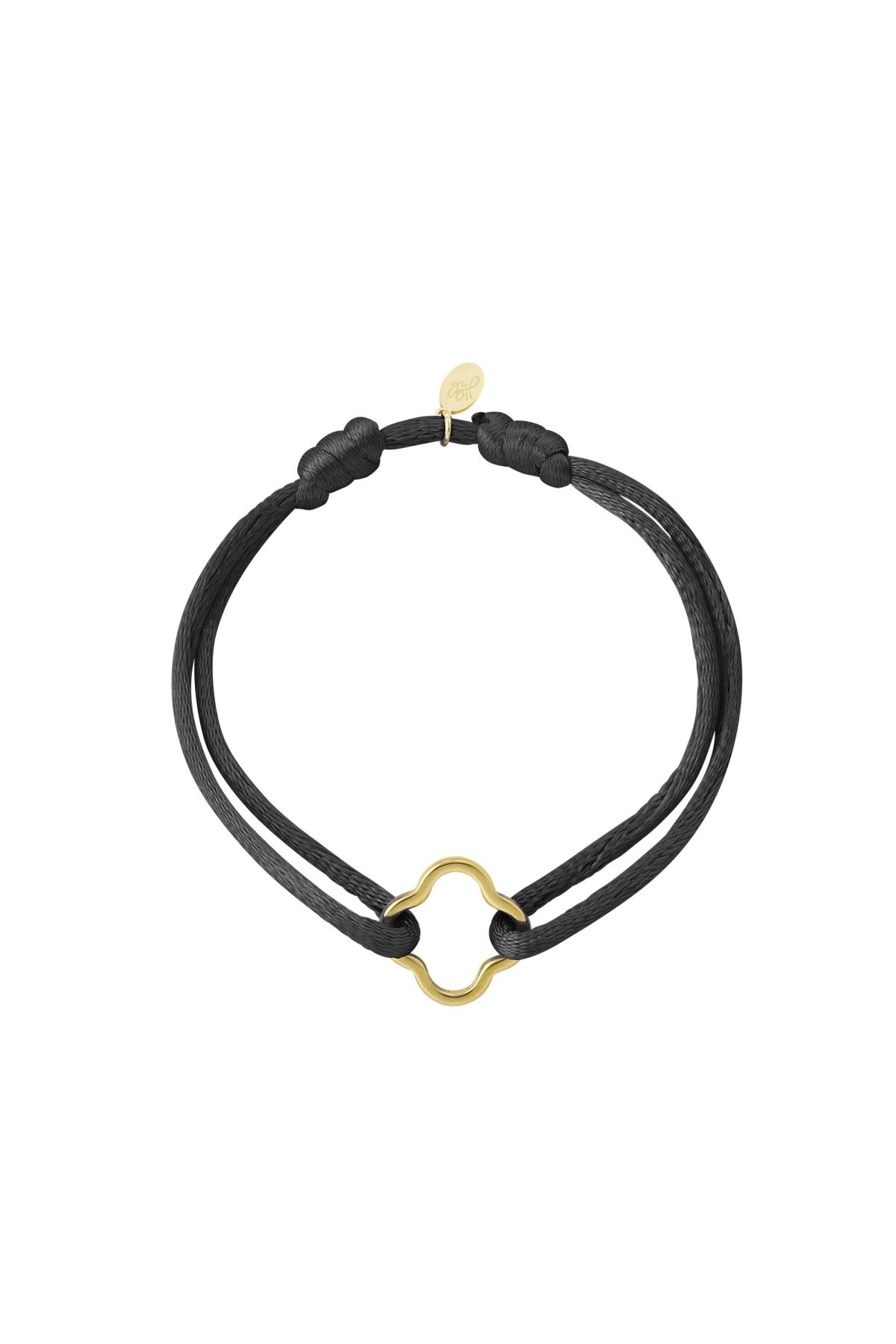 Stoffen armband klaver - zwart