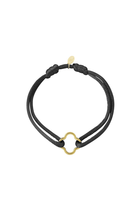 Stoffen armband klaver - zwart
